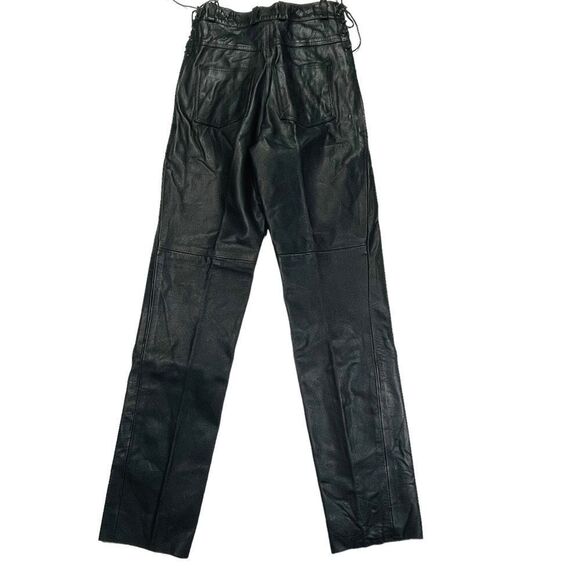 Vintage Leather Gallery Black Leather Lace Front Pants - Size 8 - Picture 5 of 11
